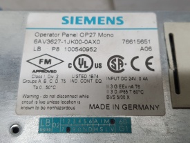 Siemens OP27 Mono  6AV3627-1JK00-0AX0 