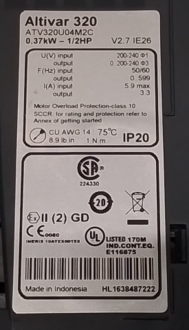 Schneider Altivar 320 0,37kW 15x