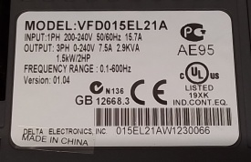 Delta VFD EL 1,5kW 015EL21AW1230066
