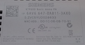 Siemens KTP600 Basic Mono PN ZVC5YUD028633