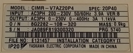 Omron Varispeed V7 0,4kW JA089F819300320