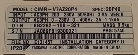 Omron Varispeed V7 0,4kW JA089F819300321