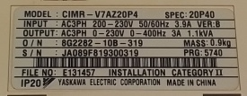 Omron Varispeed V7 0,4kW JA089F819300319