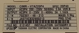 Omron Varispeed V7 0,4kW JA07XC832900213