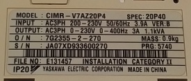Omron Varispeed V7 0,4kW JA07XD933600270