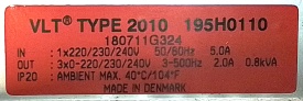 Danfoss VLT 2010 0,37kW 180711G324