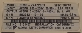 Omron Varispeed V7 0,4kW JA089F817800079