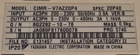 Omron Varispeed V7 0,4kW JA089F817800078