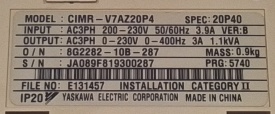 Omron Varispeed V7 0,4kW JA089F819300287
