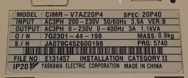 Omron Varispeed V7 0,4kW JA079C452600198