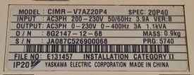 Omron Varispeed V7 0,4kW JA087C526900068