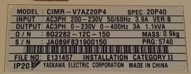Omron Varispeed V7 0,4kW JA089F831900150