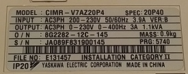 Omron Varispeed V7 0,4kW JA089F831900145