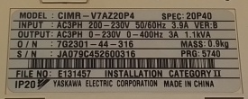 Omron Varispeed V7 0,4kW JA079C452600316