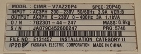 Omron Varispeed V7 0,4kW JA079C452600246
