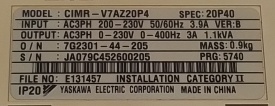 Omron Varispeed V7 0,4kW JA079C452600205