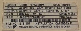 Omron Varispeed V7 0,4kW JA087C526900067