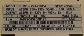 Omron Varispeed V7 0,4kW JA079C452600192