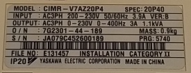 Omron Varispeed V7 0,4kW JA079C452600189