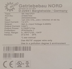 NORDAC Vector MC 0,75kW 25H300549380