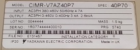 Omron Varispeed V7 1,1kW 1R0774444400010