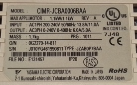 Yaskawa J1000 1.1kW J010YG461990811