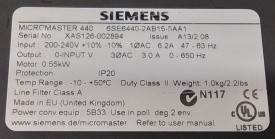 Siemens Micromaster 440 0.55kW XAS126-002894