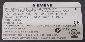 Siemens Micromaster 440 0.55kW XAV415-000338