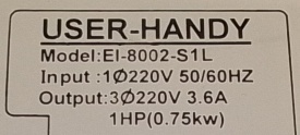 Rich Electric USER-HANDY EI-8002-S1L 0.75kW T801L00310