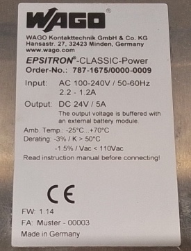 WAGO Epistron 787-1675 UPS 24V 5A 2x