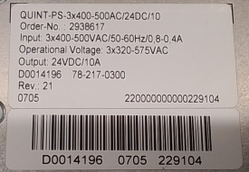 Phoenix Contact 2938617 Quint PS-3x400-500AC/24DC/10 0000229104