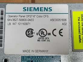 Siemens OP27 color 6AV3627-5BB0-0AE00 101163971