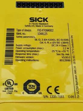 Sick FX3-XTIO84002  1044125 1335-7193 C-05