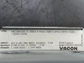 Vacon 100 HVAC 1,1 Kw  V00000158459 