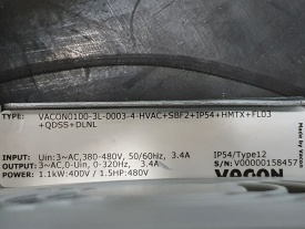 Vacon 100 HVAC 1,1 Kw  V00000158457 