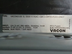 Vacon 100 HVAC 4 Kw  V00000090248 