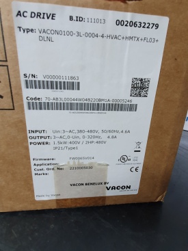 Vacon 100 HVAC 1,5 Kw  V00000111863 