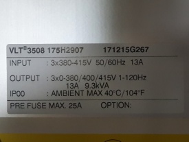 Danfoss VLT 3508 HVAC  5,5 Kw 171215G267 